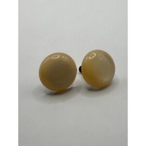 Vintage Butterscotch Lucite Dome Screw-On Earrings – Creamy Translucent Round